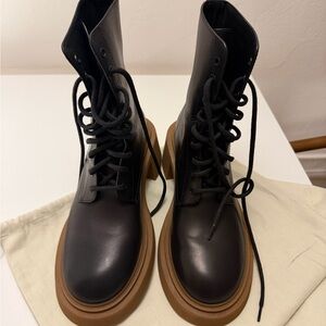 LOEWE, authentic leather lace up heeled combat boots